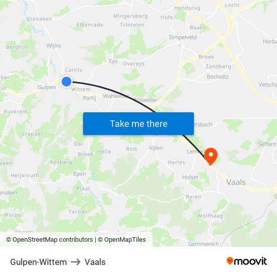 Gulpen-Wittem to Vaals map