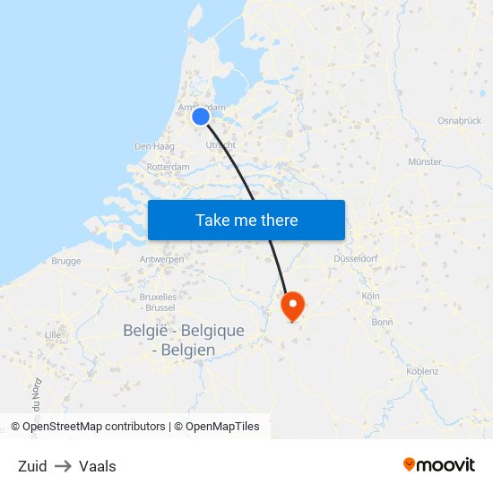 Zuid to Vaals map