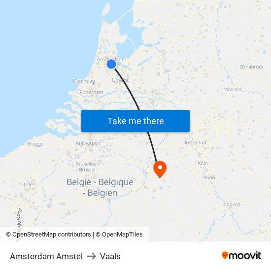 Amsterdam Amstel to Vaals map