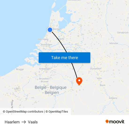 Haarlem to Vaals map