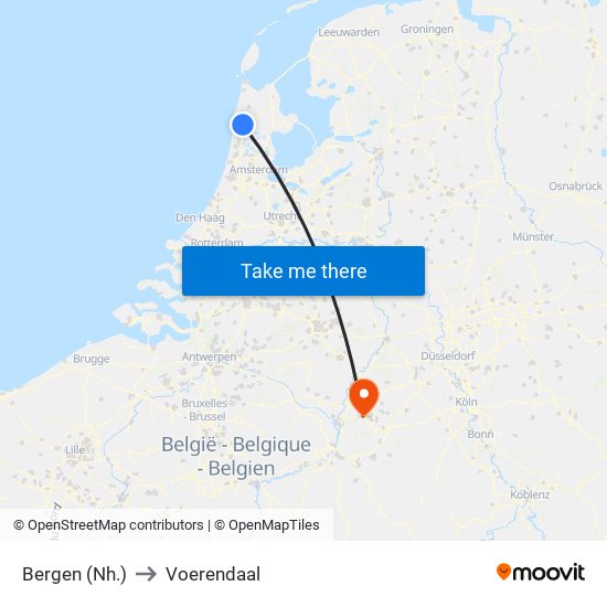 Bergen (Nh.) to Voerendaal map