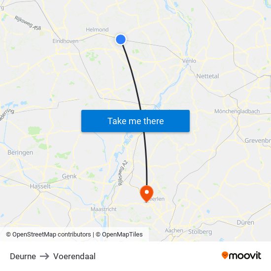 Deurne to Voerendaal map