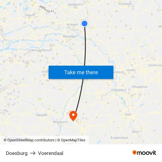 Doesburg to Voerendaal map