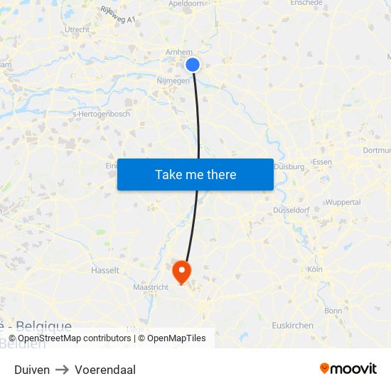 Duiven to Voerendaal map