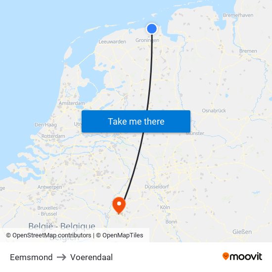 Eemsmond to Voerendaal map