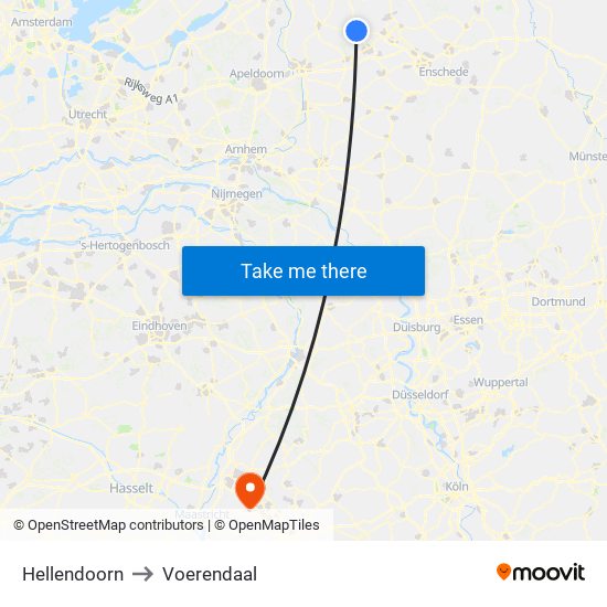 Hellendoorn to Voerendaal map