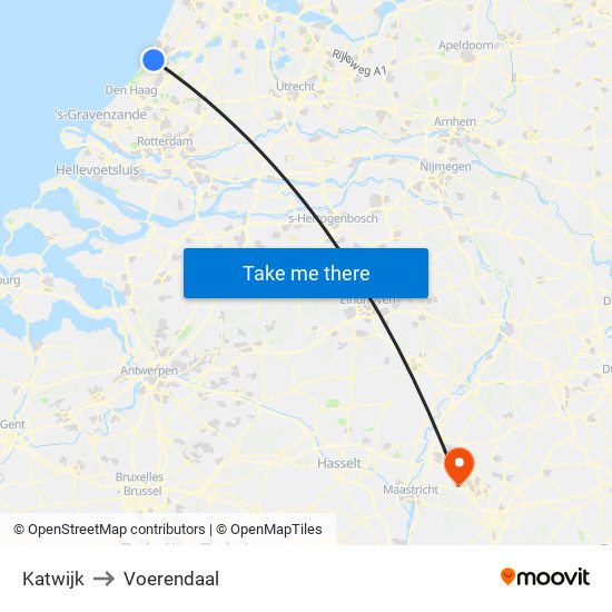 Katwijk to Voerendaal map