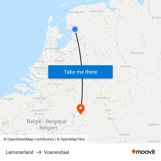 Lemsterland to Voerendaal map