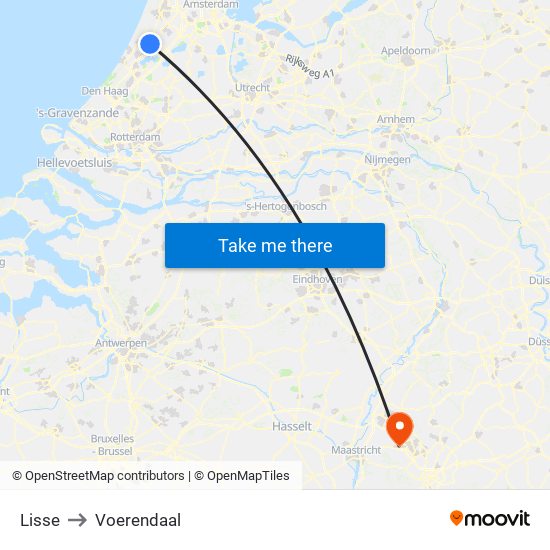 Lisse to Voerendaal map