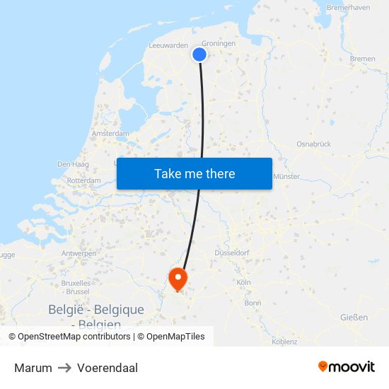 Marum to Voerendaal map