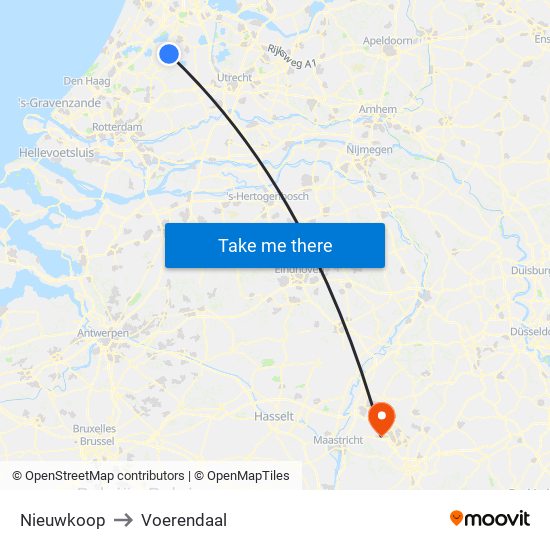 Nieuwkoop to Voerendaal map