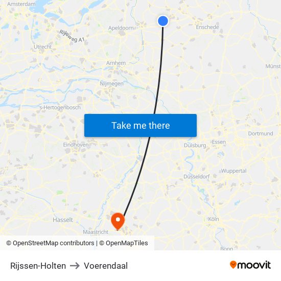 Rijssen-Holten to Voerendaal map