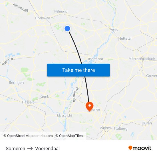 Someren to Voerendaal map