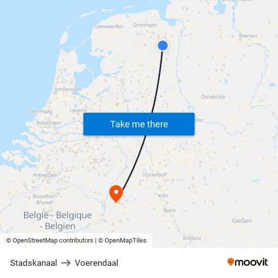 Stadskanaal to Voerendaal map