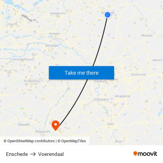 Enschede to Voerendaal map