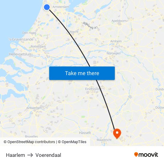 Haarlem to Voerendaal map