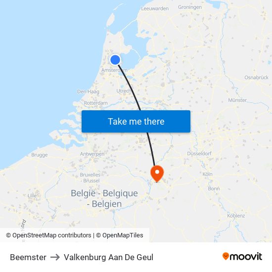 Beemster to Valkenburg Aan De Geul map