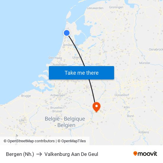 Bergen (Nh.) to Valkenburg Aan De Geul map
