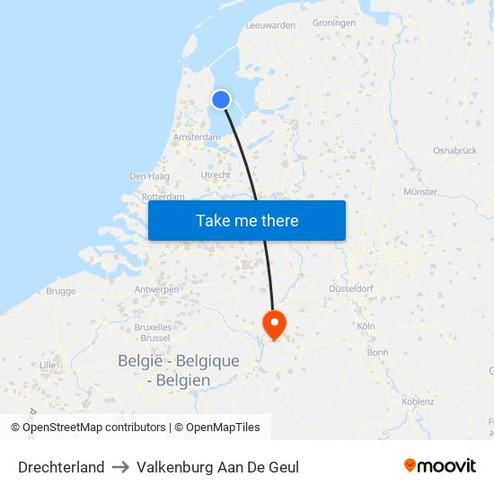 Drechterland to Valkenburg Aan De Geul map