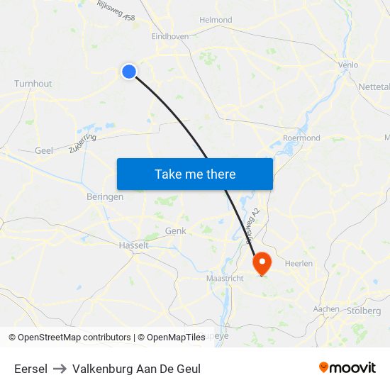 Eersel to Valkenburg Aan De Geul map