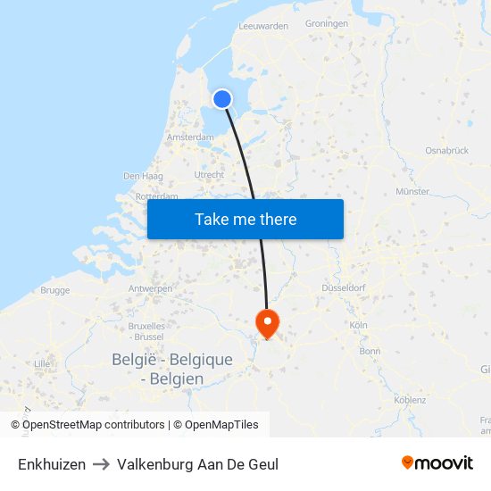 Enkhuizen to Valkenburg Aan De Geul map