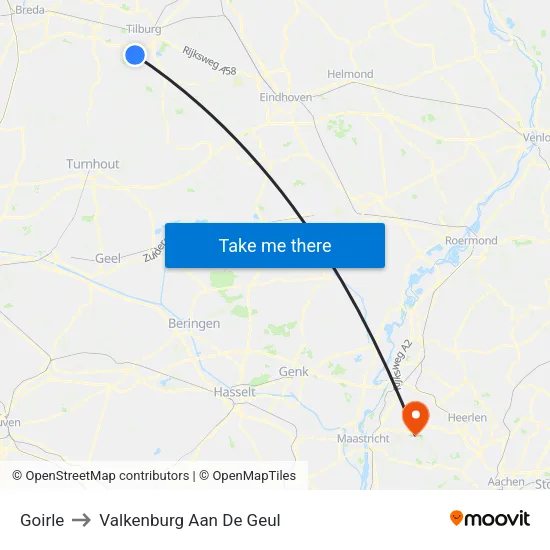 Goirle to Valkenburg Aan De Geul map