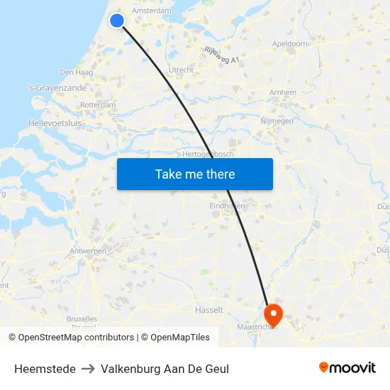 Heemstede to Valkenburg Aan De Geul map