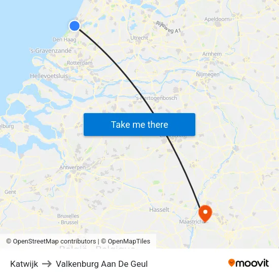 Katwijk to Valkenburg Aan De Geul map
