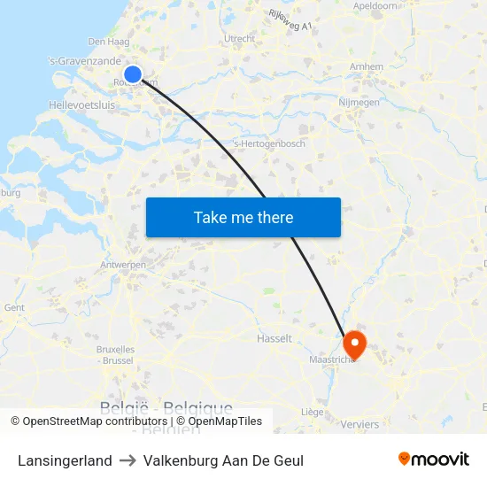 Lansingerland to Valkenburg Aan De Geul map
