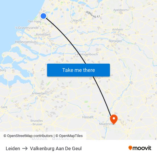 Leiden to Valkenburg Aan De Geul map