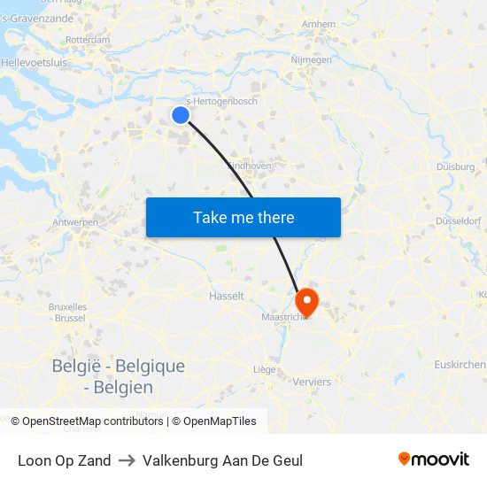 Loon Op Zand to Valkenburg Aan De Geul map