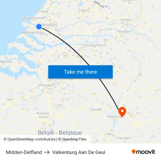 Midden-Delfland to Valkenburg Aan De Geul map