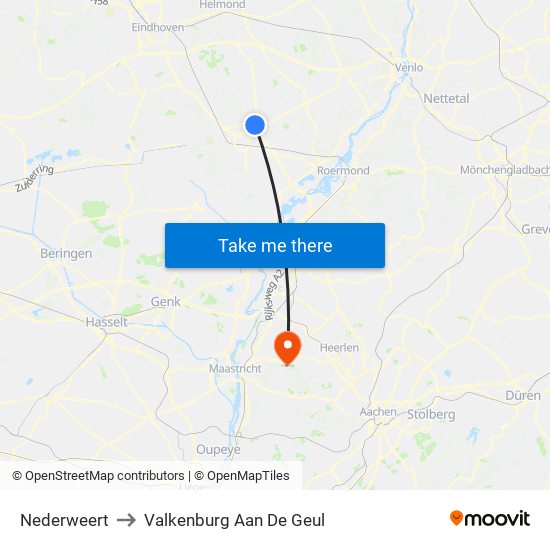 Nederweert to Valkenburg Aan De Geul map