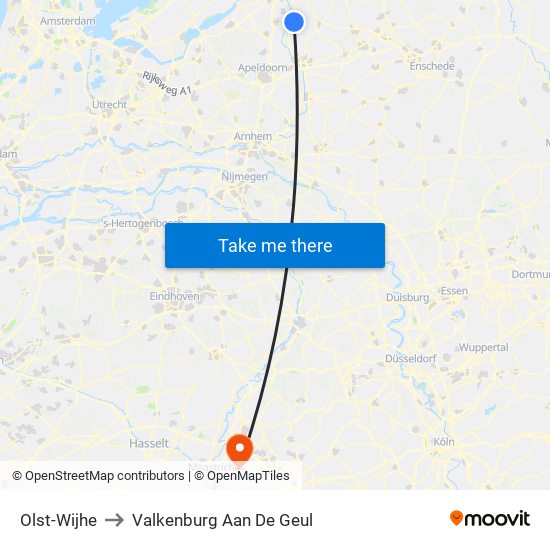 Olst-Wijhe to Valkenburg Aan De Geul map