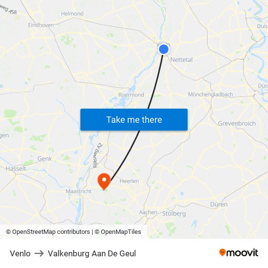 Venlo to Valkenburg Aan De Geul map