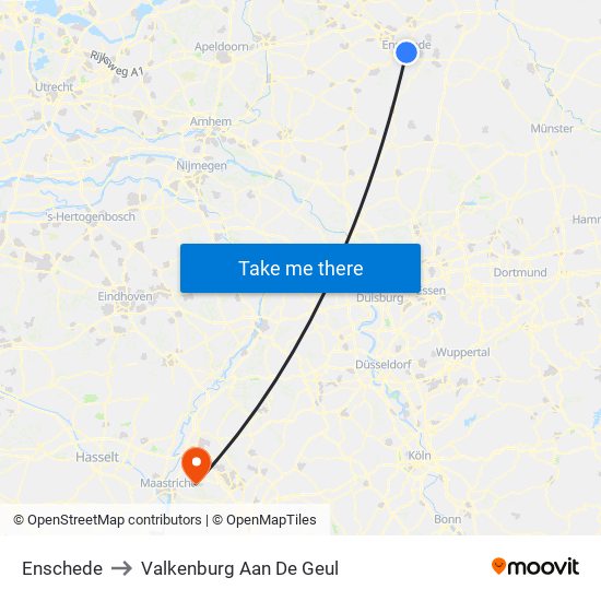 Enschede to Valkenburg Aan De Geul map