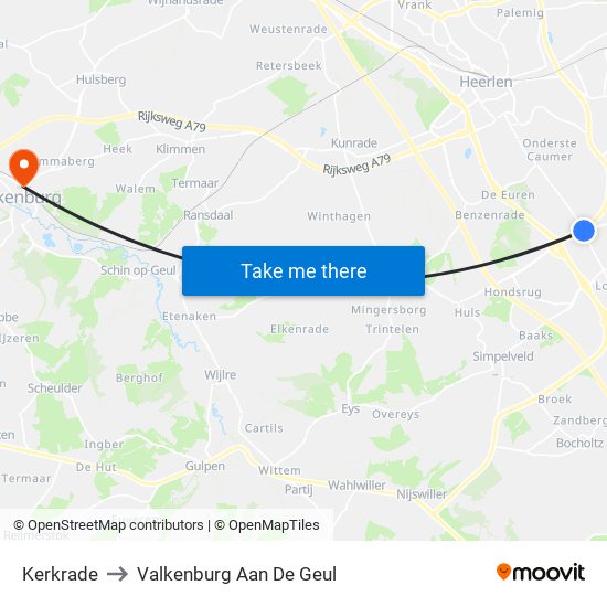 Kerkrade to Valkenburg Aan De Geul map