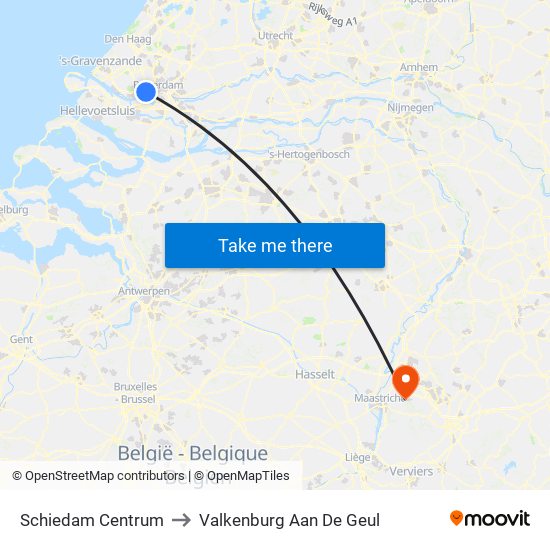 Schiedam Centrum to Valkenburg Aan De Geul map