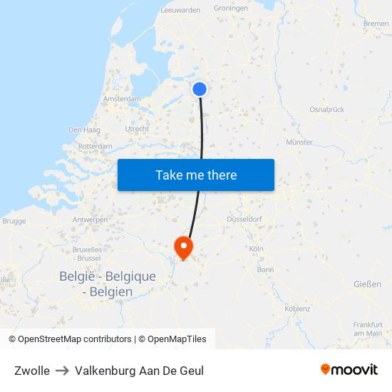 Zwolle to Valkenburg Aan De Geul map