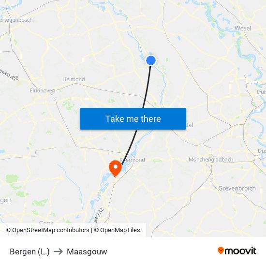 Bergen (L.) to Maasgouw map