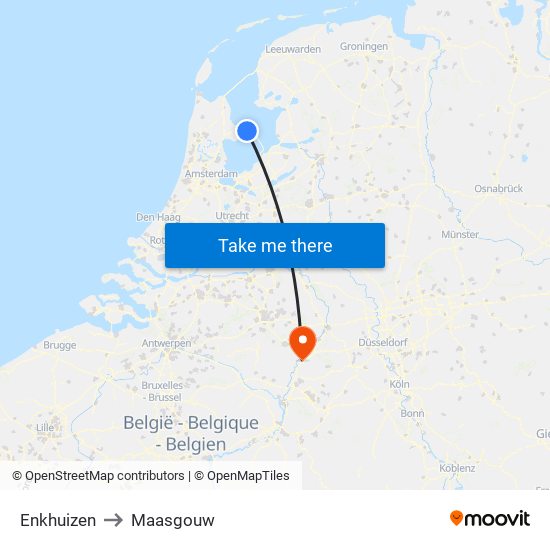 Enkhuizen to Maasgouw map