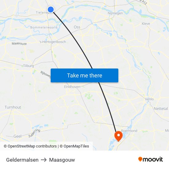 Geldermalsen to Maasgouw map