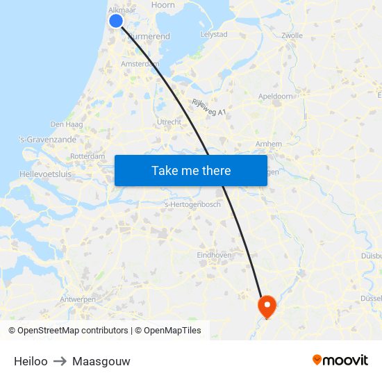 Heiloo to Maasgouw map