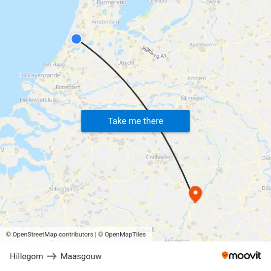 Hillegom to Maasgouw map
