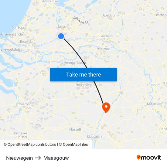 Nieuwegein to Maasgouw map