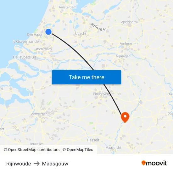 Rijnwoude to Maasgouw map