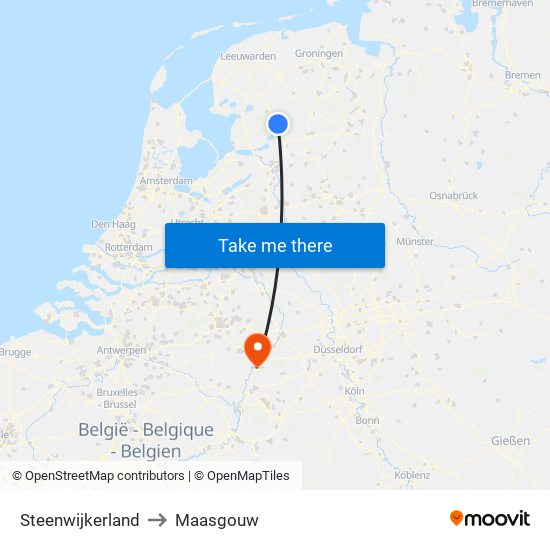 Steenwijkerland to Maasgouw map