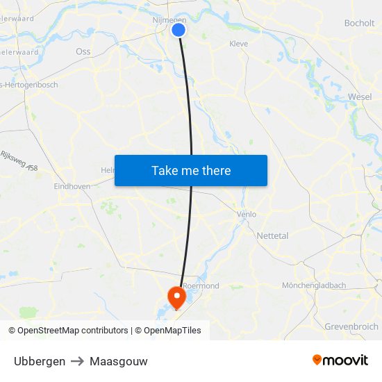 Ubbergen to Maasgouw map