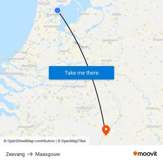 Zeevang to Maasgouw map