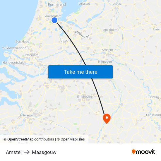 Amstel to Maasgouw map